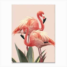 Chilean Flamingo Bromeliads Minimalist Illustration 3 Canvas Print