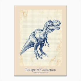 Heterodontosaurus Dinosaur Blue Print Style Poster Canvas Print