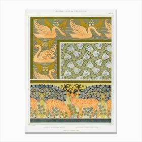 Swans And Sagittarius; Butterflies And Foliage; Deer And Does From The Animal In The Decoration (1897), Maurice Pillard Verneuil Canvas Print