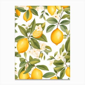 Seamless Pattern With Lemons And Flowers 1 Canvas Print