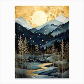 Winter Night In The Mountains Canvas Print