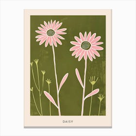 Pink & Green Daisy 1 Flower Poster Canvas Print