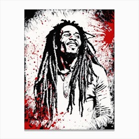 Bob Marley Portrait Ink Painting (13) Canvas Print