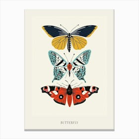Colourful Insect Illustration Butterfly 12 Poster Canvas Print
