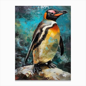 Galapagos Penguin Zavodovski Island Colour Block Painting 2 Canvas Print