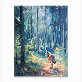 Coyote In The Woods With Blue Canvas Print