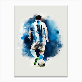 Lionel Messi Argentina Football World Cup Watercolour Canvas Print