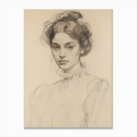 Antique Woman Sketch Canvas Print