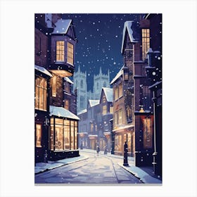 Winter Travel Night Illustration York United Kingdom 4 Canvas Print