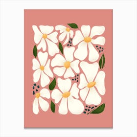 White Daisy Flowers On Pink Canvas Print