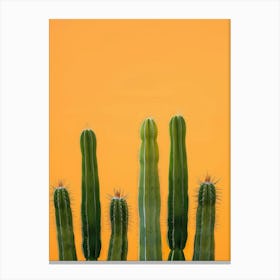 Cactus On Orange Background 1 Canvas Print