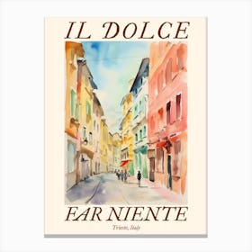 Il Dolce Far Niente Trieste, Italy Watercolour Streets 3 Poster Canvas Print