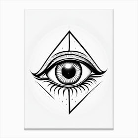 Awareness, Symbol, Third Eye Simple Black & White Illustration 2 Canvas Print