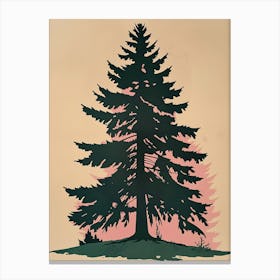 Douglas Fir Tree Illustration Colourful 4 Canvas Print