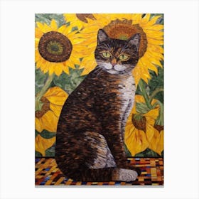 Sunflower With A Cat2 Art Nouveau Klimt Style Canvas Print