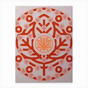 Geometric Abstract Glyph Circle Array in Tomato Red n.0001 Canvas Print