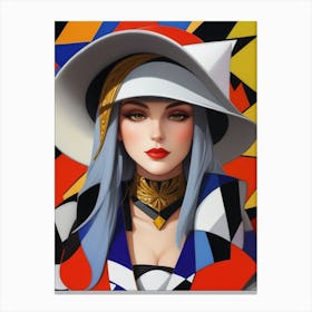 Woman In A Hat - Cubism 10 Canvas Print