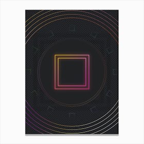 Neon Geometric Glyph in Pink and Yellow Circle Array on Black n.0280 Canvas Print