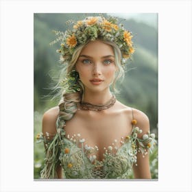 Fairy Girl In Green Dress Canvas Print