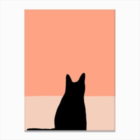 Cat Silhouette Orange Canvas Print
