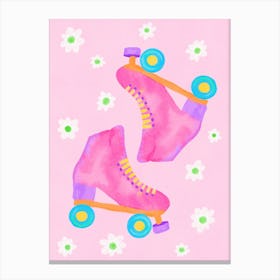 Roller Skates in Barbie Pink Canvas Print