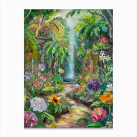 Hyper Realistic Garden Filled With Rare And Exotic Flowers Canvas Print