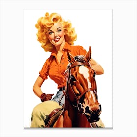 Retro American Cowgirl 2 Canvas Print