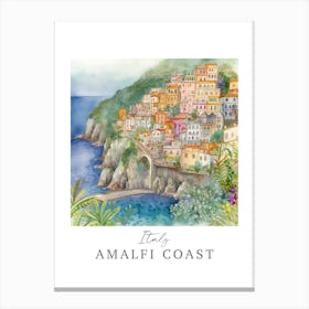 Italy	Amalfi Coast Storybook 1 Travel Poster Watercolour Canvas Print