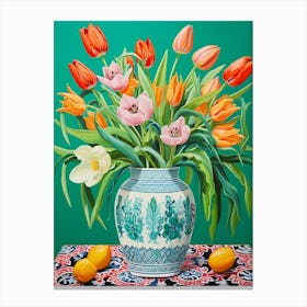 Flowers In A Vase Still Life Painting Tulips 4 Canvas Print