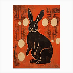 Rabbit, Woodblock Animal  Drawing 1 Canvas Print