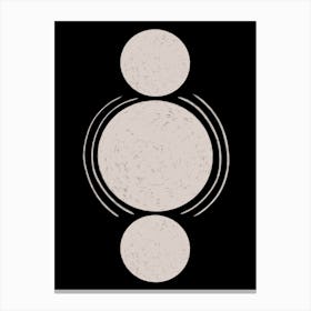 Three Circles On A Black Background Canvas Print