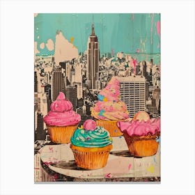 Kitsch New York Cupcake Collage 4 Canvas Print