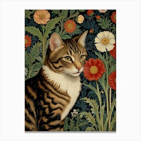 Cat In Flowers Canvas Print