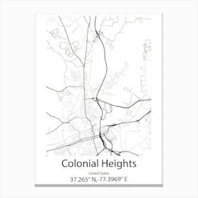 Colonial Heights,United States Minimalist Map 1 Canvas Print