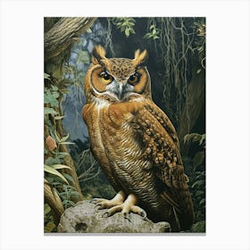 Philipine Eagle Owl Relief Illustration 4 Canvas Print
