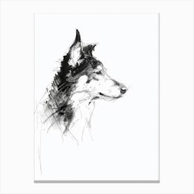 Husky Dog Charcoal Line Canvas Print