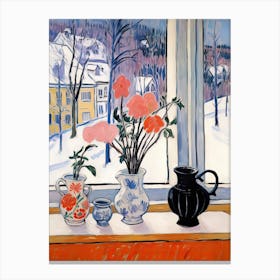 The Windowsill Of Lillehammer   Norway Snow Inspired By Matisse 4 Canvas Print