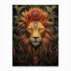 Lion Art Painting Naive Style 2 Canvas Print