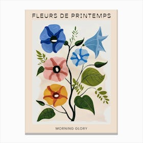 Spring Floral French Poster  Morning Glory 1 Canvas Print