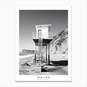 Poster Of Malibu, Black And White Analogue Photograph 2 Canvas Print