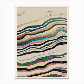 Abstract Beach Landscape Inspired By Minimalist Japanese Ukiyo E Painting Style 14 Canvas Print