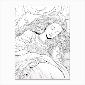 Line Art Inspired By The Sleeping Gypsy 3 Canvas Print