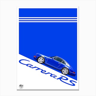 Porsche 911 964 Carrera Rs Blue Classic Car Canvas Print