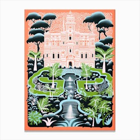 Palace Of Queluz Gardens Abstract Riso Style 2 Canvas Print