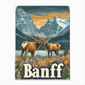 Aihrgdesign A Retro Travel Poster For Banff 2 Canvas Print