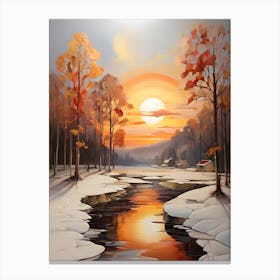 Sunset Over The River . 2 Canvas Print