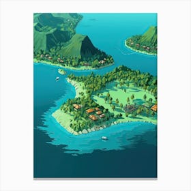 Bora Bora French, Polynesia, Flat Illustration 4 Canvas Print