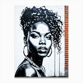 Graffiti Mural Of Beautiful Black Woman 70 Canvas Print