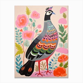 Pink Scandi Grouse 2 Canvas Print