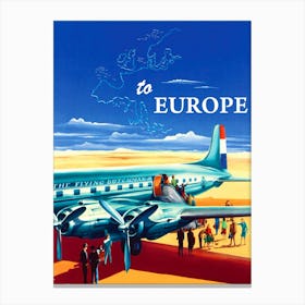 To Europe With The Flying Dutchman, Vintage Airline Poster Canvas Print